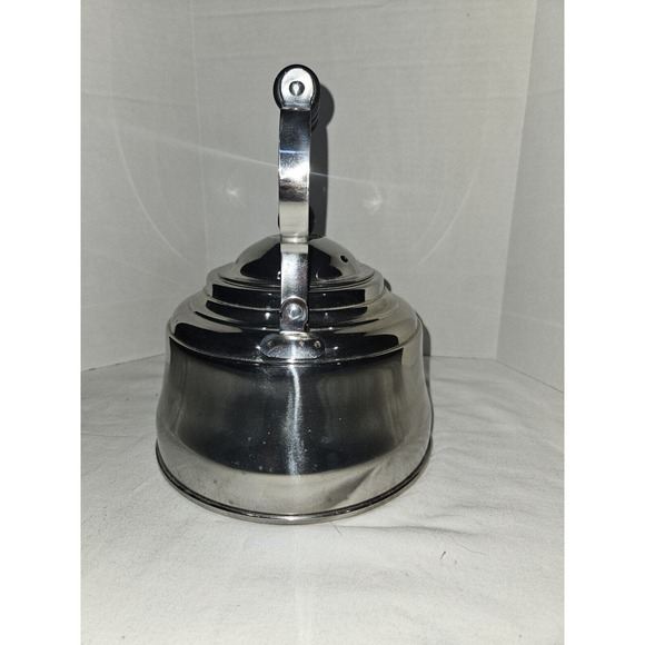 Brookfield Tea Kettle Black Handle 2 Quart Indonesia 18/10 Vintage - Picture 4 of 9